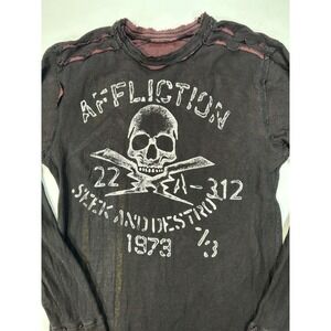 Affliction Live Fast Standard‎ LTD Thermal Shirt Burgundy Long Sleeve Mens XXL